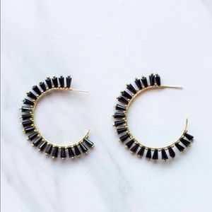 Black and Gold Beaded Hoops